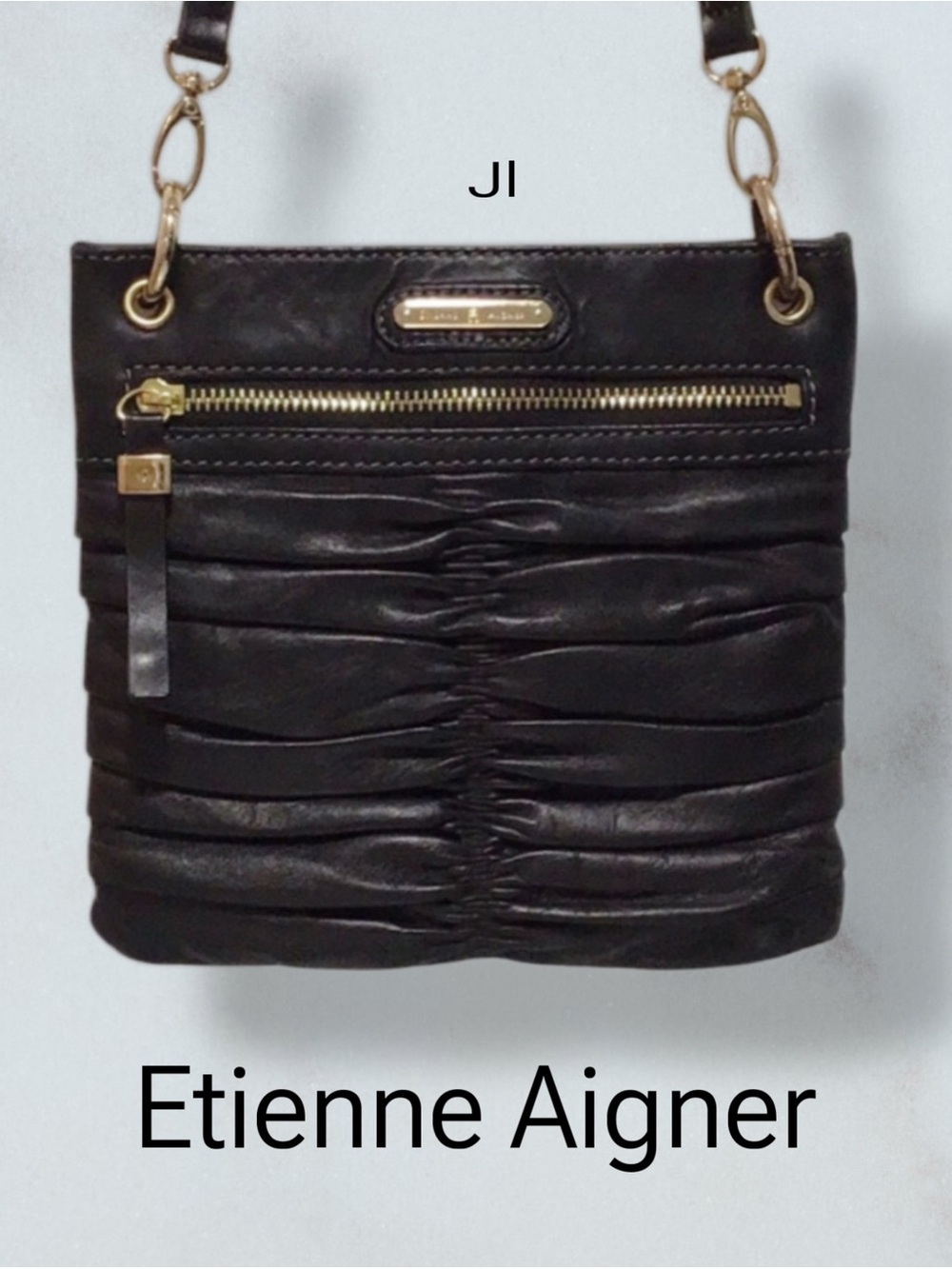 ETIENNE AIGNER Ruched Leather Crossbody Bag